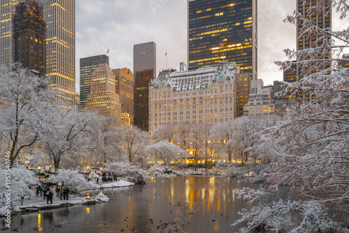 Photography Central Park New York at Blue Hour Following Snow Storm