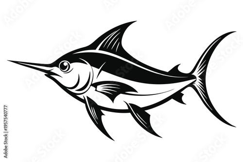swordfish silhouette line art vector illustration