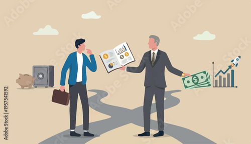 Money advice or financial advisor, investment consultant suggest wealth to management make profit from investing, income a savings concept, businessman advisor giving dollar money advice