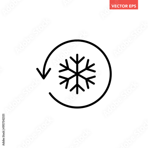 Black freezer control line icon, auto cooling or defrost, conditioning car or house flat design vector pictogram vector for app web website button ui ux interface elements isolated on white background