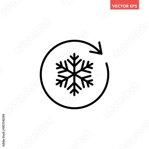 Black freezer control line icon, auto cooling or defrost, conditioning car or house flat design vector pictogram vector for app web website button ui ux interface elements isolated on white background