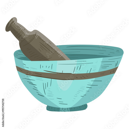 Mortar pestle powder illustration