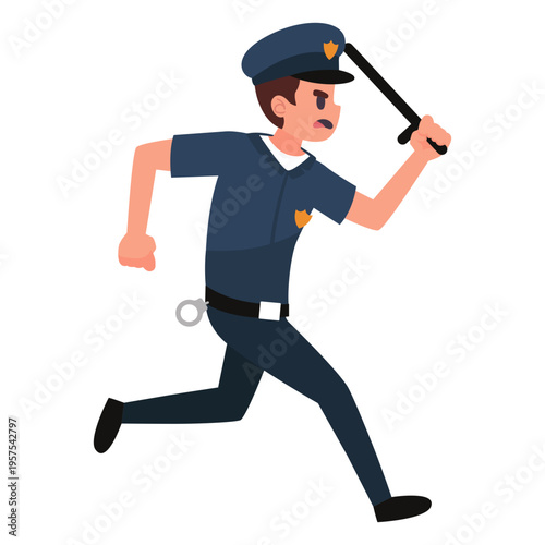 Policeman chase illustration