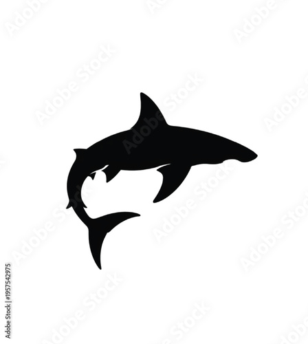 Black silhouette of a shark with an open mouth animal vector illustration EPS PNG file