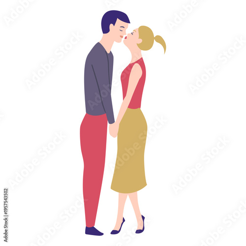Couple lady man kiss flat