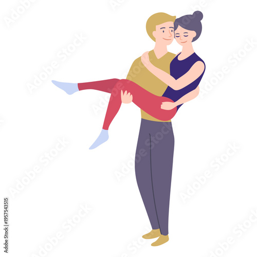 Couple lady man flat