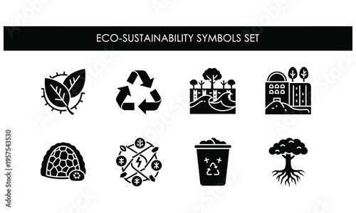 Eco-Sustainability Symbols Set Display