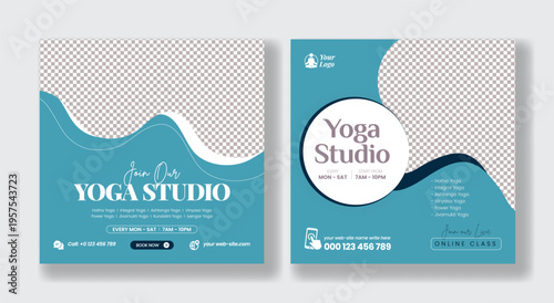 Yoga Meditation Square Flyer and Social Media Post Template Pack for Minimal Modern Wellness, Mindfulness, Fitness, Relaxation, Spa, Beauty, Salon, Lifestyle, Digital Marketing, and Advertising Promo