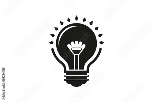 startup lightbulb silhouette line art vector illustration