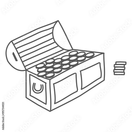 Trunk box chest coin gold doodle