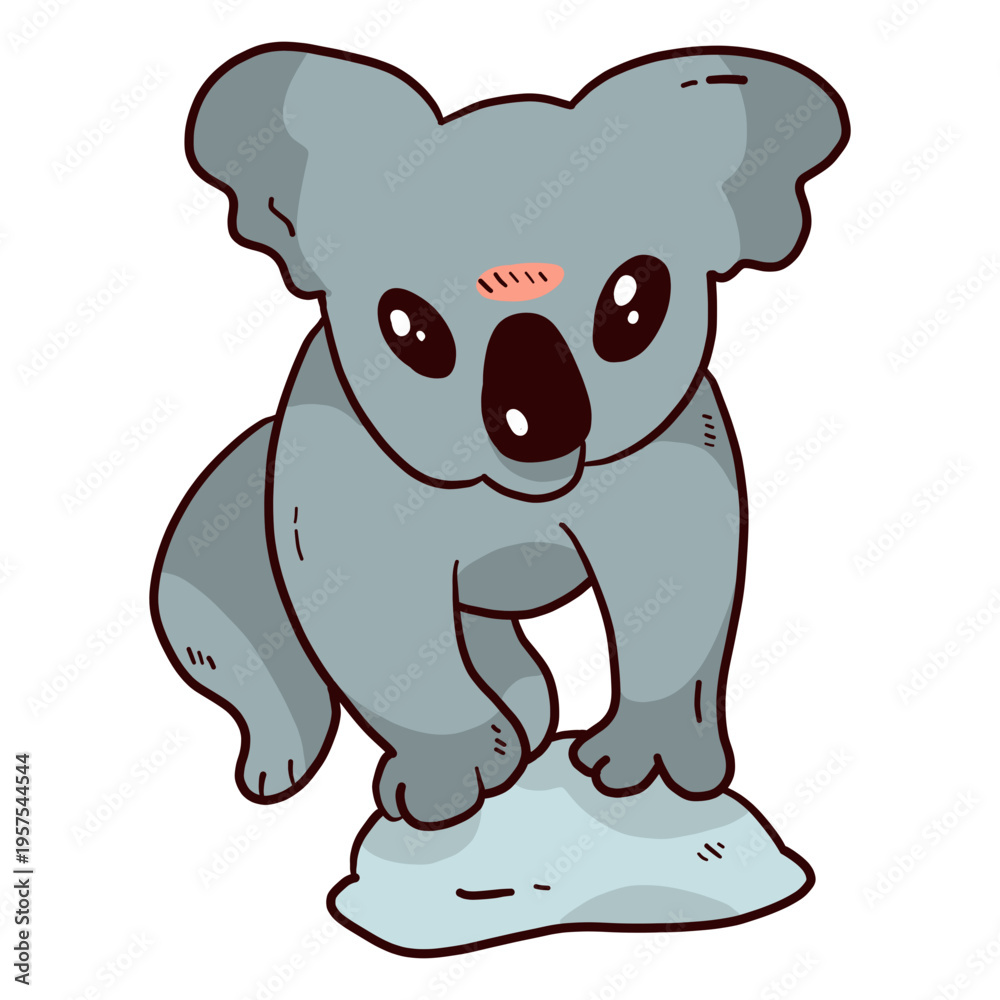 Fototapeta premium Cute koala ear leg nose stone flat