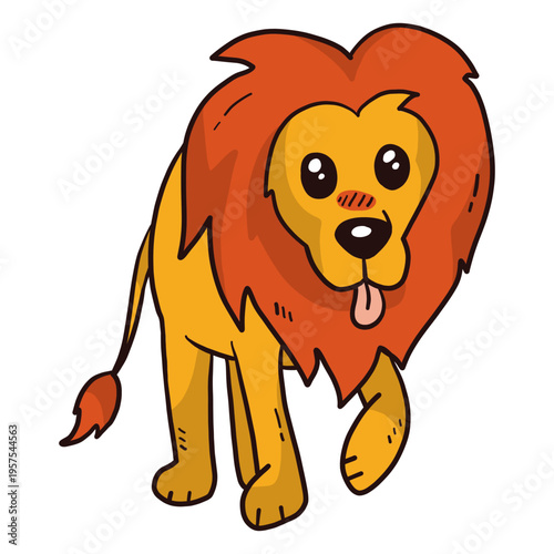 Cute lion king tongue mane tail flat