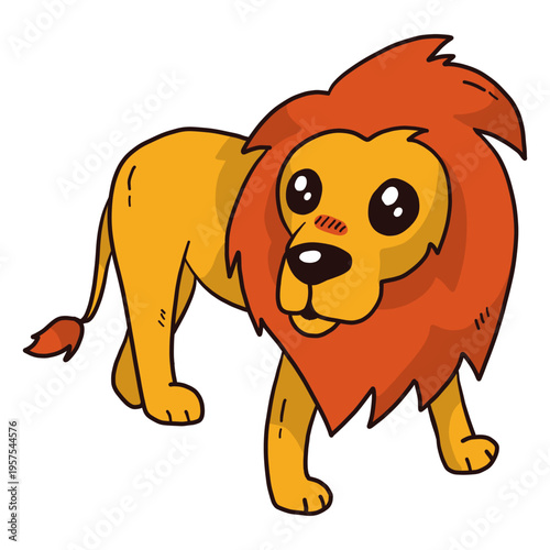 Cute lion king tail tongue mane flat