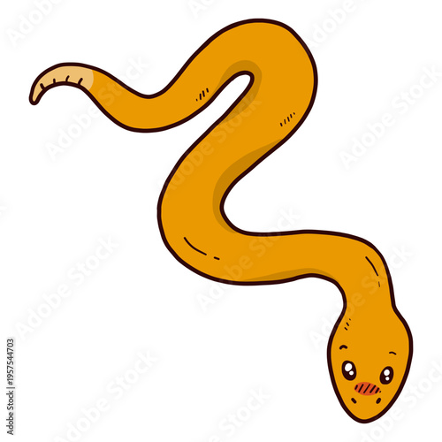 Cute snake twisting flat