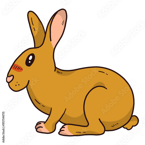 Cute rabbit bunny muzzle ear sitting flat