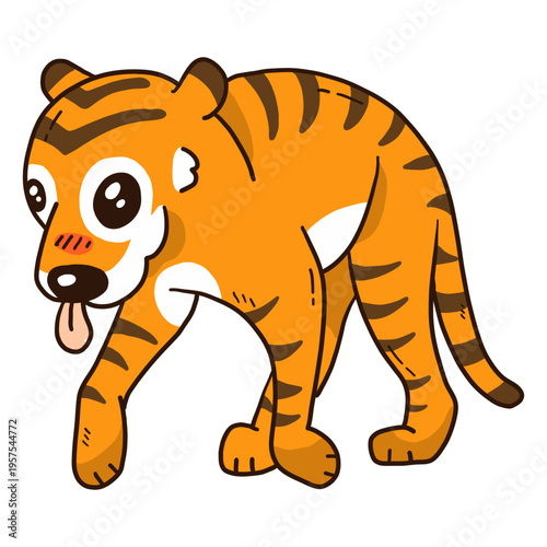 Cute tiger stripe tail tongue flat
