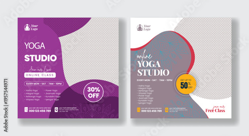 Modern Yoga Social Media Post and Meditation Flyer Template Pack for Mindfulness, Wellness, Relaxation, Fitness, Healthy Lifestyle, Spa, Beauty, Salon, Advertising Graphics, and Digital Marketing
