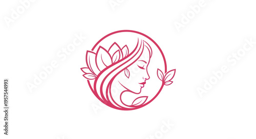 Woman profile with floral elements