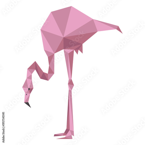 Pink flamingo leg beak low poly