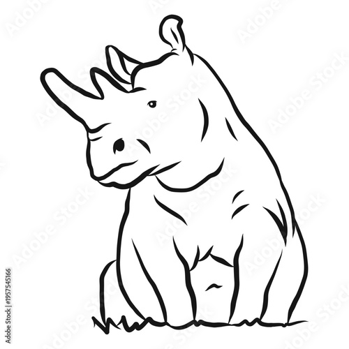 Rhinoceros horn rhino grass sketch