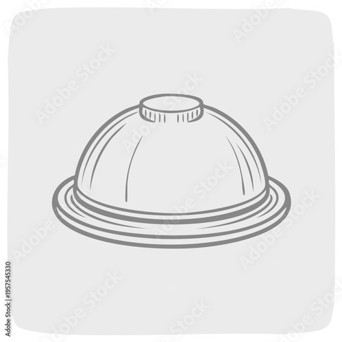 Illustrated dome shape with brim design element in sketch style