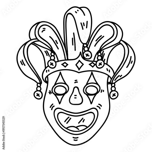 Mask clown buffoon jester stroke