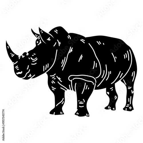 Rhinoceros rhino horn silhouette detail
