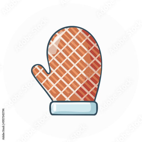 Colorful cartoon oven mitt kitchen accessory with checkered design for cooking and baking