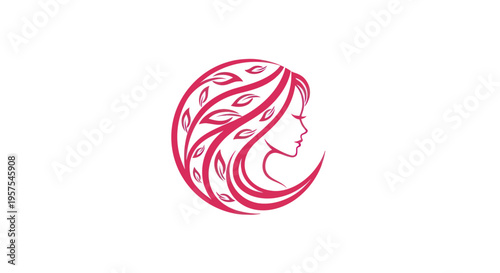 Woman profile with floral hair design
