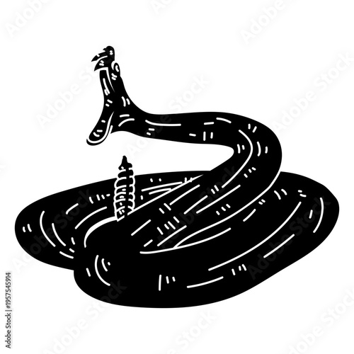 Snake mouth tooth twisting silhouette detail