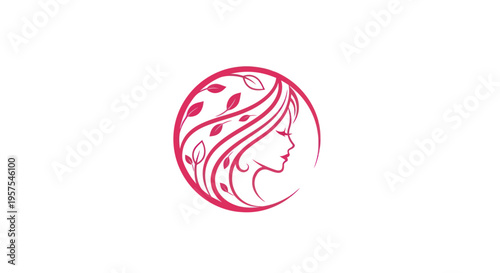 Woman profile with floral hair design