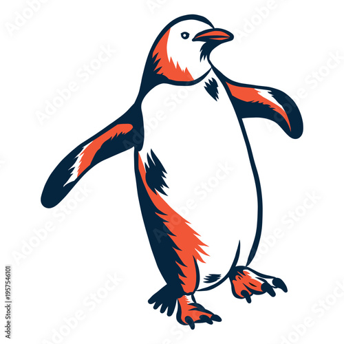 Duotone penguin walking