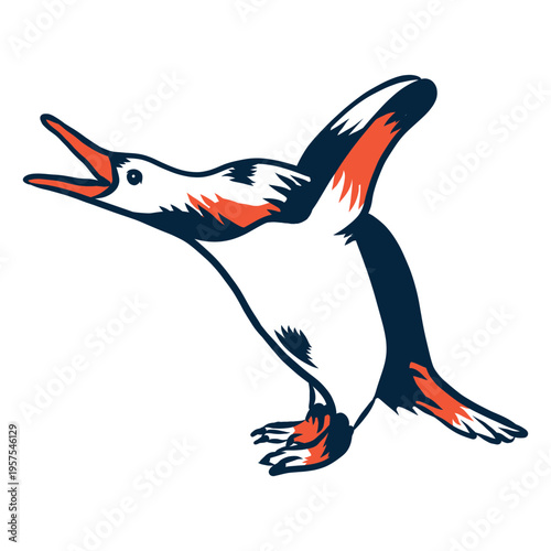 Duotone penguin screaming