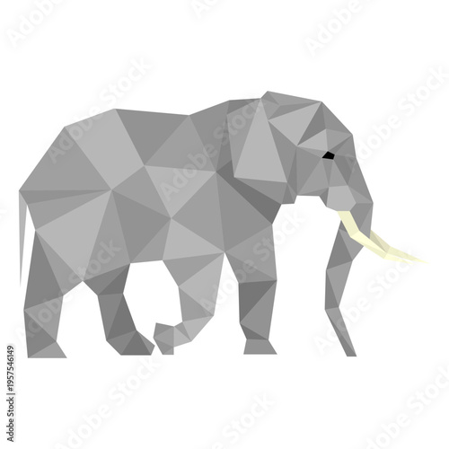 Elephant side view lowpoly