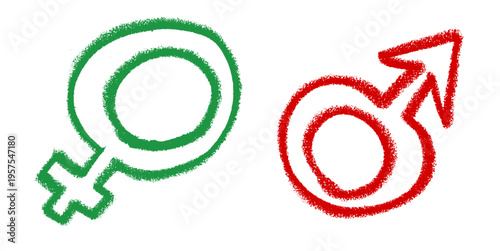 Male Female Icons Crayon Chalk Drawing Doodle Vector Set