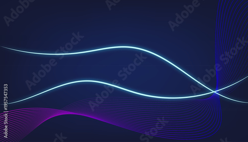 Glowing blue neon wave background with flowing curved lines, futuristic digital energy streaks, and smooth abstract motion design for modern technology visuals.