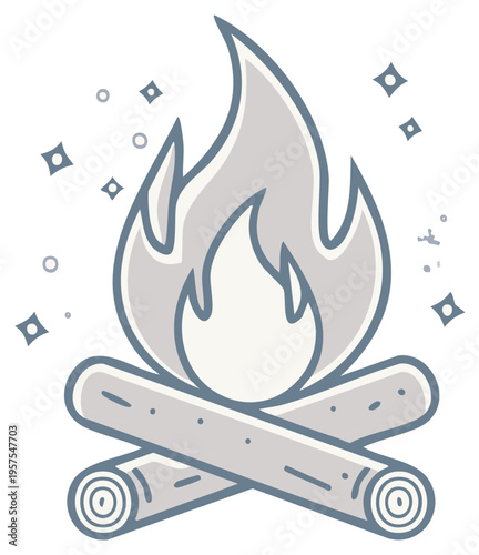 Cozy Campfire Illustration with Logs and Flames for Winter Fire safety concept