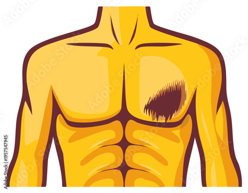 Muscular Male Torso with Dark Chest Patch Vector Graphics