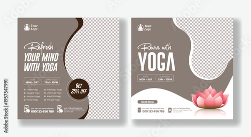 Yoga Meditation Flyer Poster and Social Media Post Template for Wellness, Mindfulness, Fitness, Relaxation, Spa, Beauty, Salon, Instagram Digital Marketing Pack