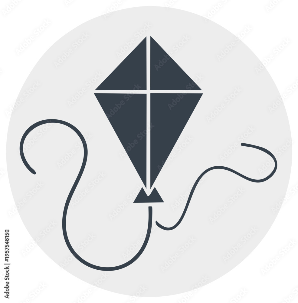 Naklejka premium Minimalist Dark Gray Diamond Kite with Flowing Tail Icon Simple Geometric Design