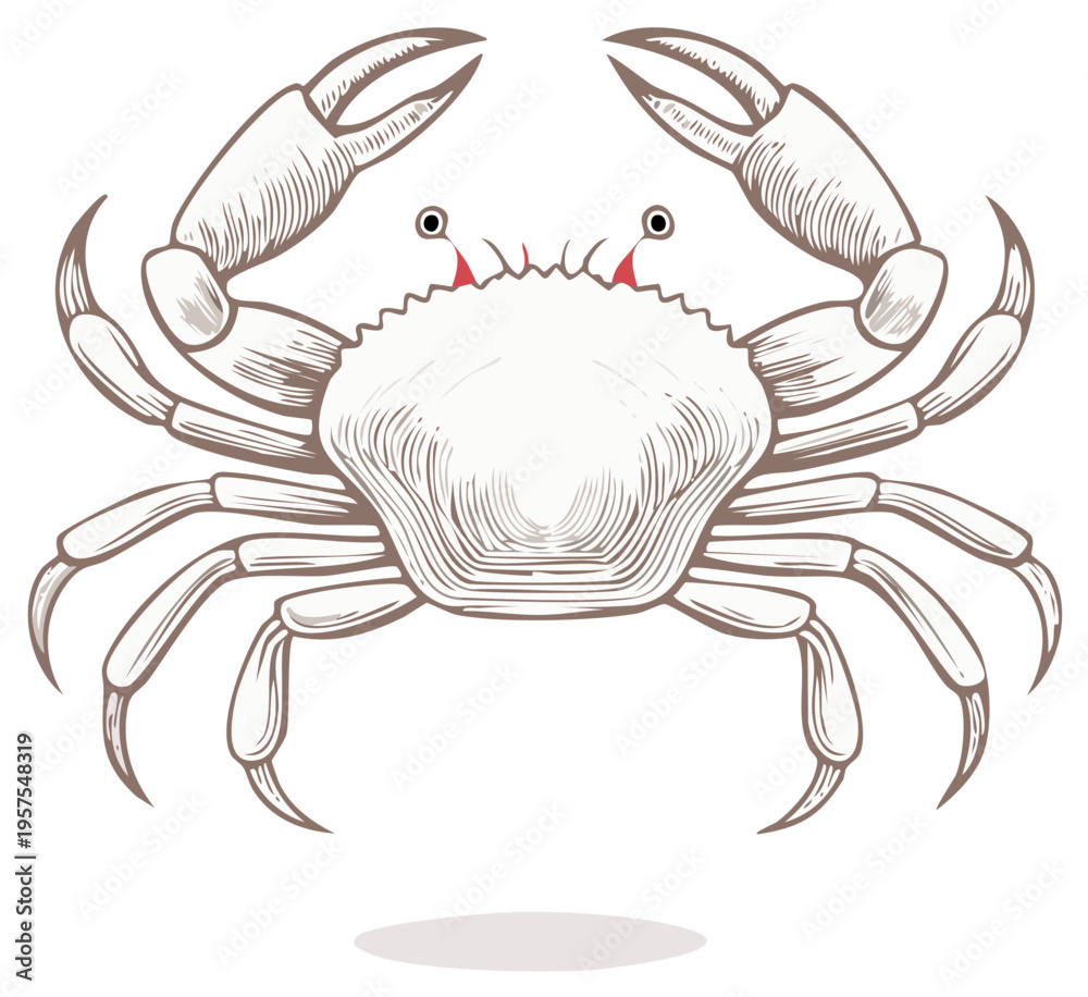 Obraz premium Illustration of a crab with intricate linework and details, artistic style.