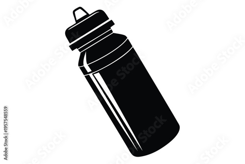 sports water bottle silhouette line art vector illustration