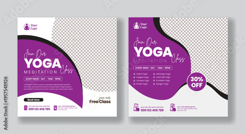 Trendy Yoga Meditation Square Flyer Poster Template for Social Media Posts, Wellness Branding, Mindfulness, Fitness Promotion, Spa, Beauty, Salon, and Advertising Graphics Pack