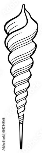 Intricate Spiraled Tower Shell with Defined Outlines for Coloring Pages