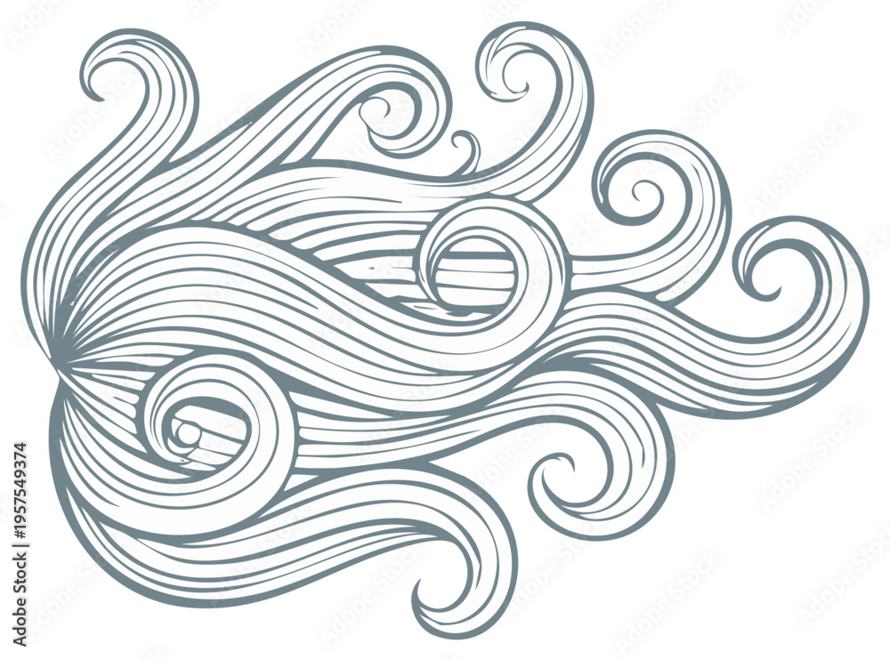 Fototapeta premium Intricate hand drawn abstract flowing lines and swirling waves decorative illustration