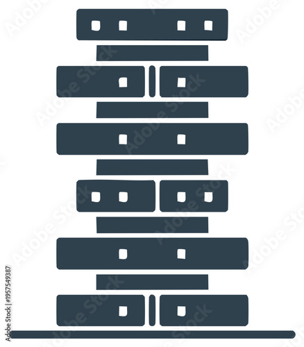 Minimalist flat icon of a balancing wooden block tower game for strategy and fun