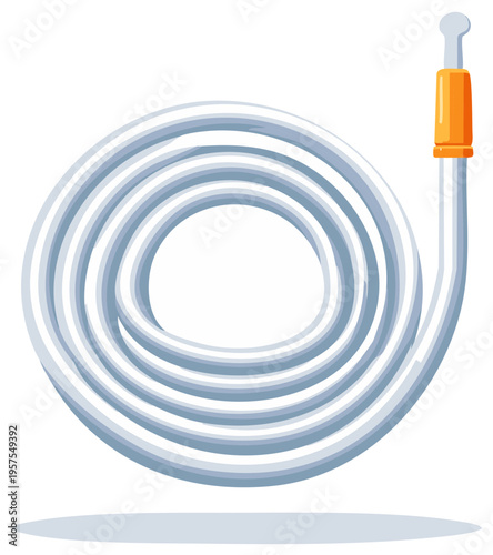 Coiled Garden Hose with Nozzle - Watering and Irrigation Tool Illustration