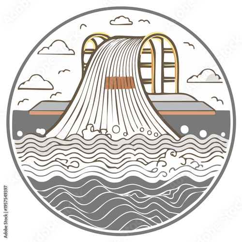 Water Slide Graphic Icon for Waterpark or Amusement Park Fun Design