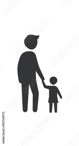 Father and child walking together, holding hands, symbolizing connection and protection