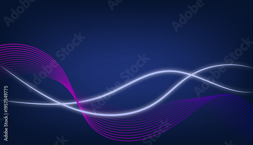Glowing blue neon wave background with flowing curved lines, futuristic digital energy streaks, and smooth abstract motion design for modern technology visuals.